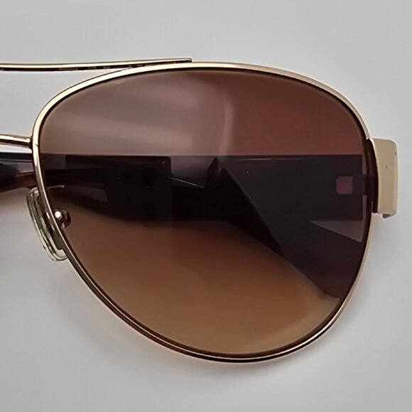 Coach HC7049 L944 Olivia Gold Tortoise Frame Brown Gradient Aviator Sunglasses - Picture 12 of 15